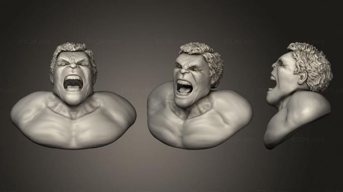 Busts of heroes and monsters (Hulk 2, BUSTH_1360) 3D models for cnc